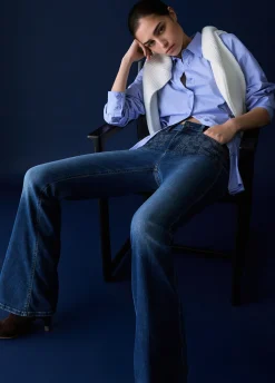 Jeans bootcut con strass
