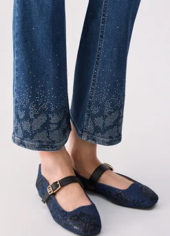 Jeans bootcut con strass