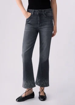Jeans bootcut con strass