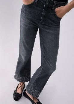 Jeans bootcut con strass