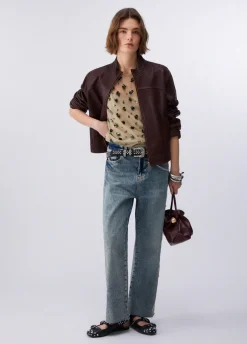 Jeans cropped con ricami gioiello