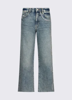 Jeans cropped con ricami gioiello