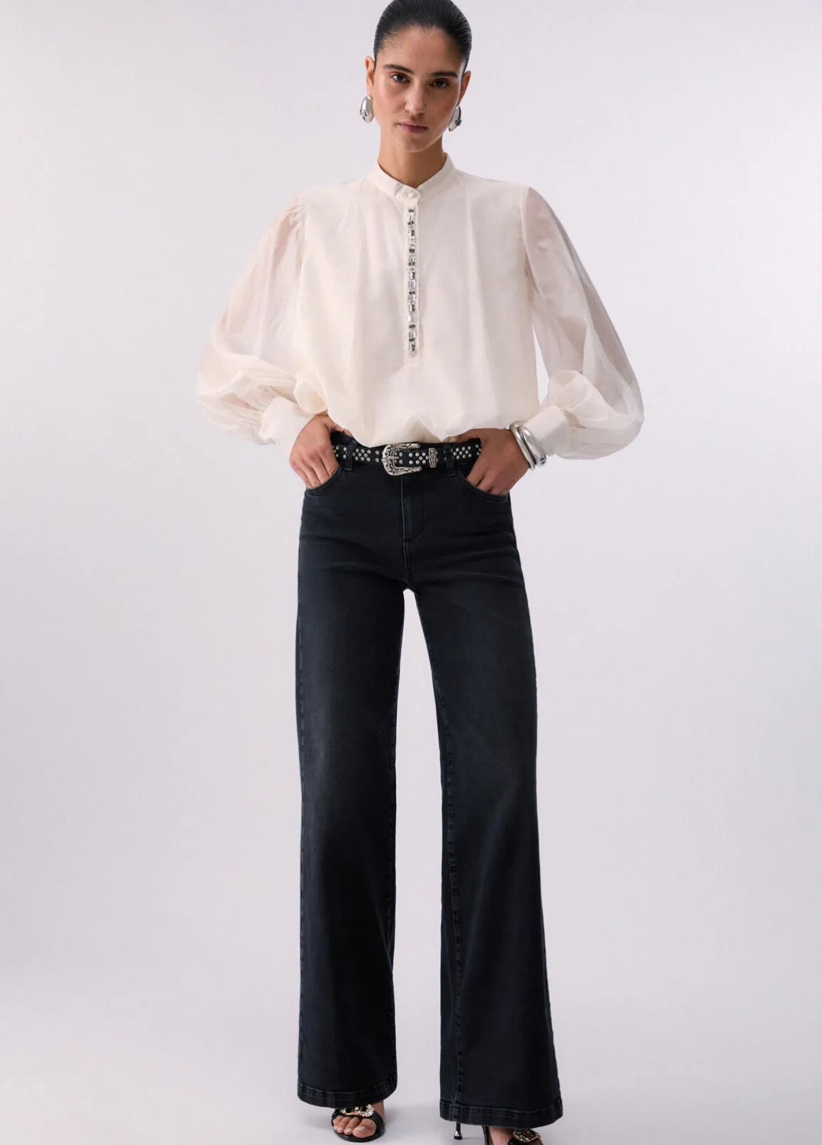 Jeans flare a vita alta