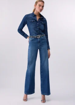 Jeans flare a vita alta
