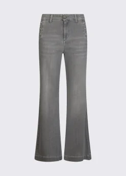 Jeans flare a vita alta con bottoni