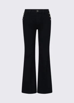 Jeans flare con bottoni gioiello