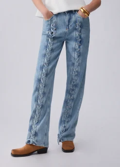 Jeans flare con intreccio