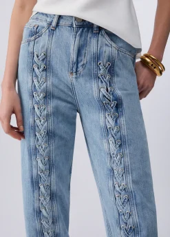 Jeans flare con intreccio