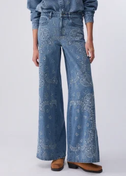Jeans flare con ricami
