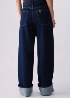 Jeans flare con risvolto