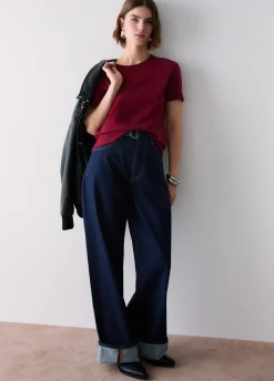 Jeans flare con risvolto