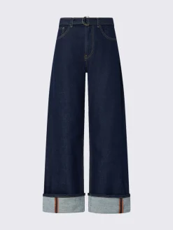 Jeans flare con risvolto