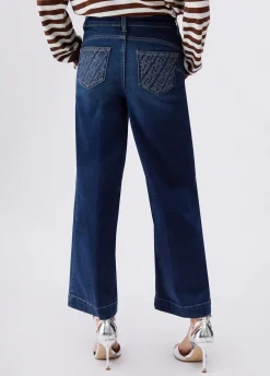 Jeans flare con strass