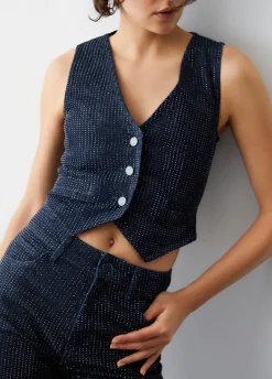 Jeans palazzo full-strass