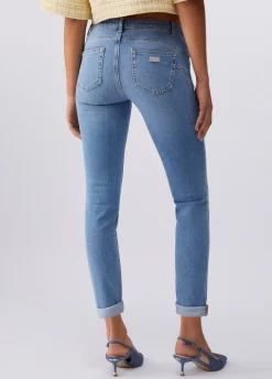 Jeans skinny con ricami gioiello