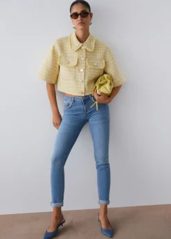 Jeans skinny con ricami gioiello