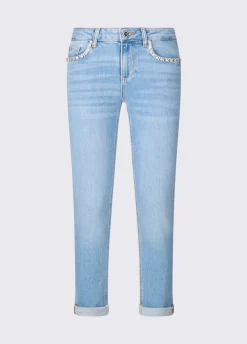 Jeans skinny con ricami gioiello