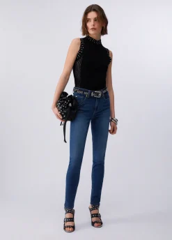 Jeans skinny con ricamo