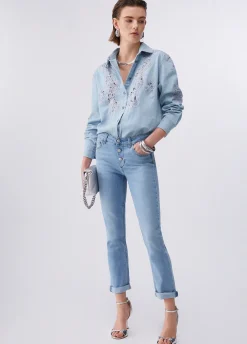 Jeans skinny con risvolto