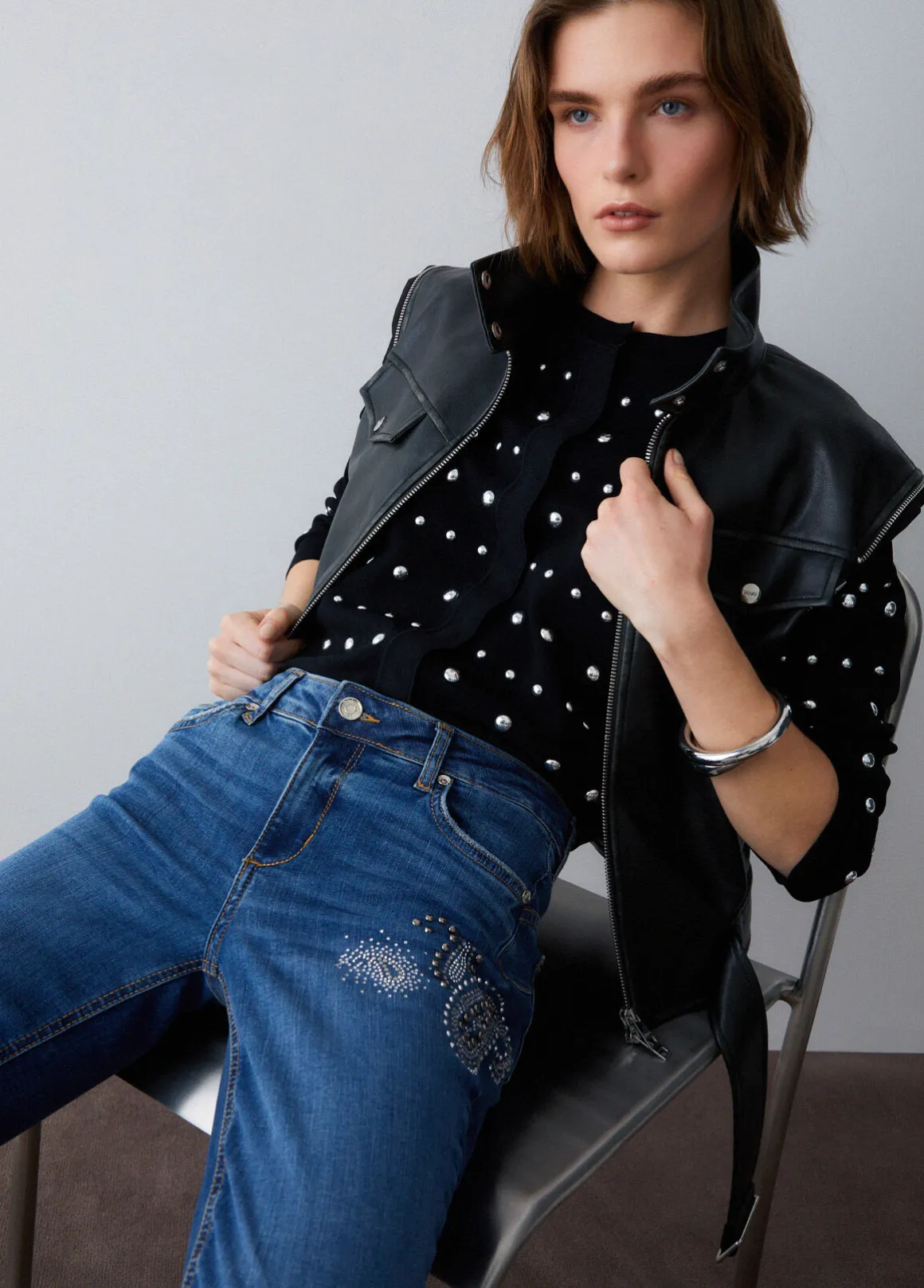 Jeans skinny con strass
