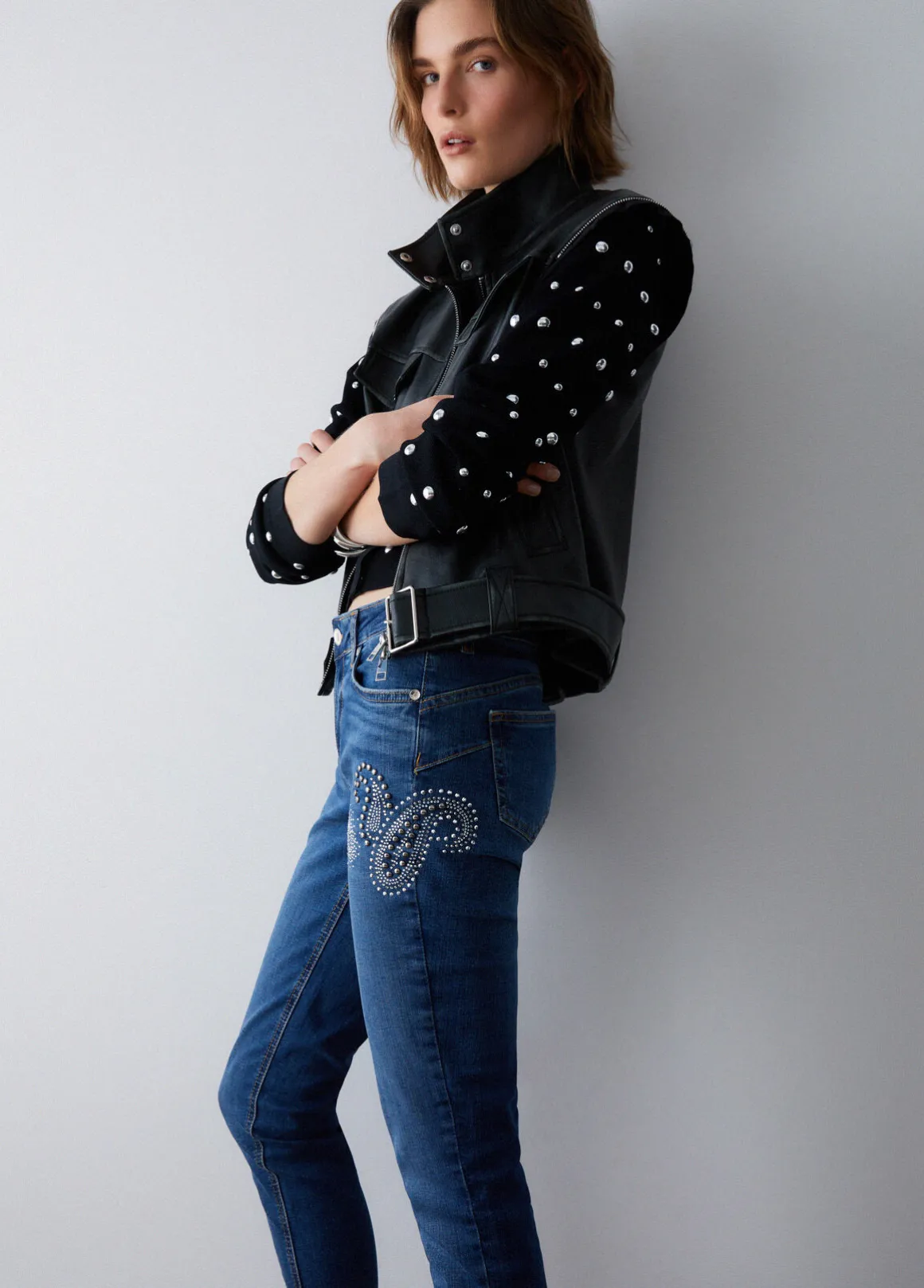 Jeans skinny con strass