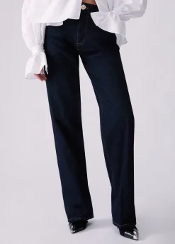 Jeans straight con dettagli in tessuto