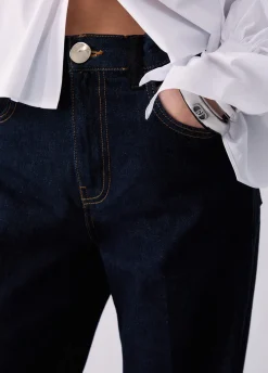 Jeans straight con dettagli in tessuto