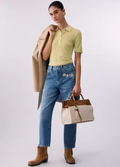 Jeans straight con ricami gioiello