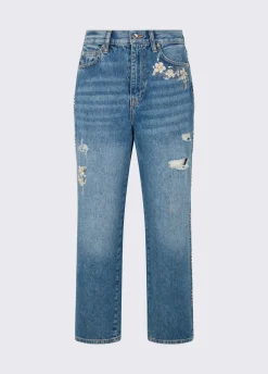 Jeans straight con ricami gioiello