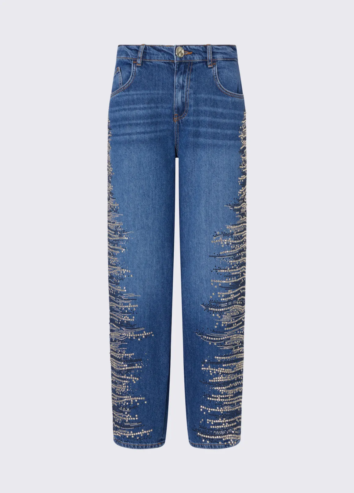 Jeans straight con ricami gioiello