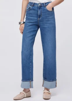 Jeans straight con risvolto