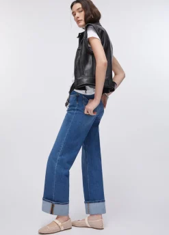 Jeans straight con risvolto