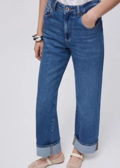 Jeans straight con risvolto