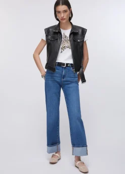 Jeans straight con risvolto