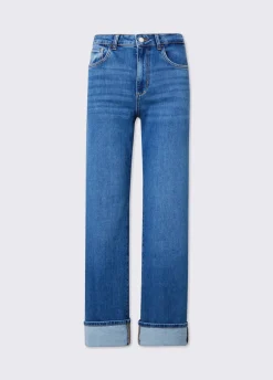Jeans straight con risvolto