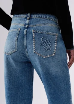 Jeans straight con risvolto