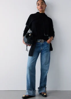 Jeans straight con risvolto