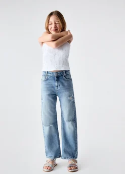 Jeans straight con strappi