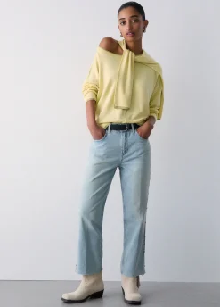 Jeans straight con strass