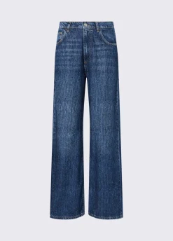Jeans straight con strass