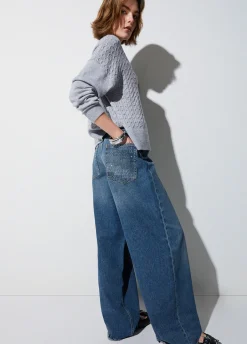 Jeans straight con strass