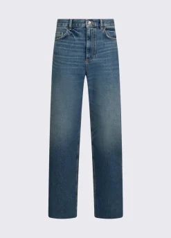 Jeans straight con strass