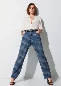 Jeans straight con strass