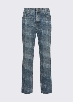 Jeans straight con strass