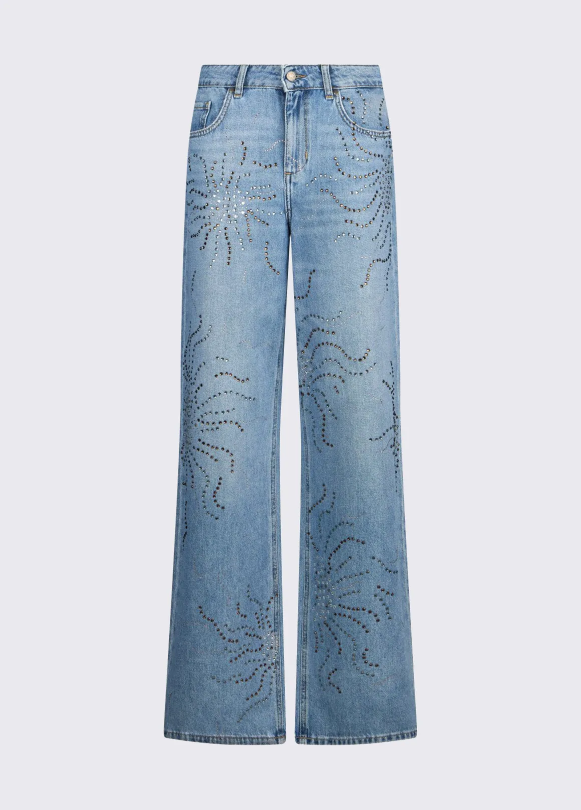 Jeans straight con strass