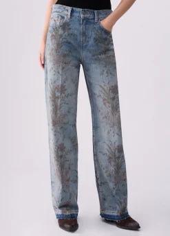 Jeans vita alta con stampa