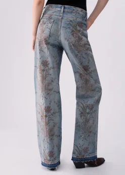 Jeans vita alta con stampa