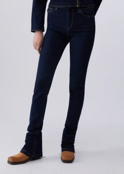 Jeans vita alta con zip