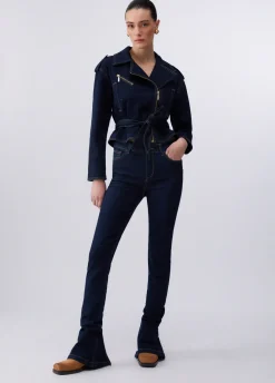 Jeans vita alta con zip