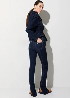 Jeans vita alta con zip